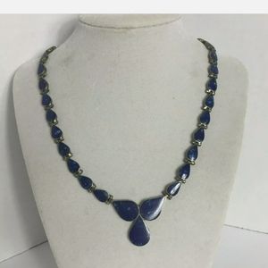 Vintage Sterling Inlaid Lapis Necklace